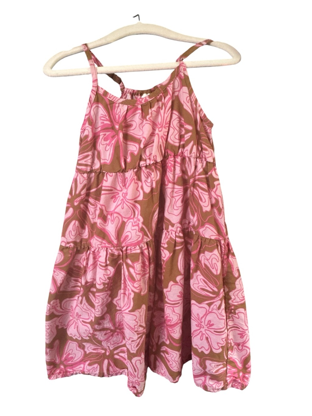 Cotton On Pink and Brown Floral Tiered Sundress